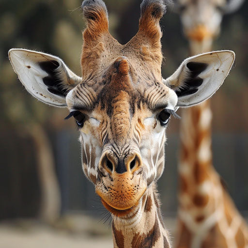 Closeup of a giraffe's face