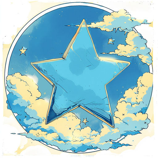 The blue star in a circle, animecore style
