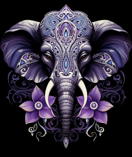Elephant head with Asian mandala tattoo style