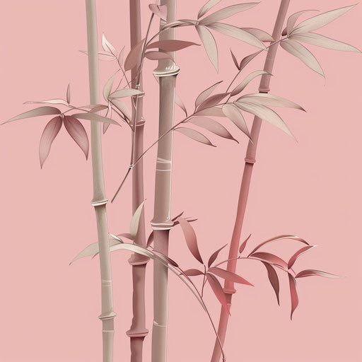 Realistic bamboo on dusky rose background
