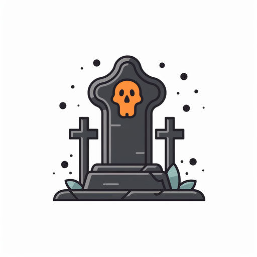 Minimalist style gravestone clipart on white background