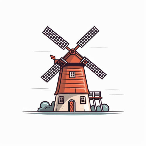 Minimalist windmill clipart on white background