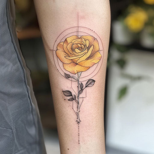 Casual flat tattoo sketch of a yellow rose