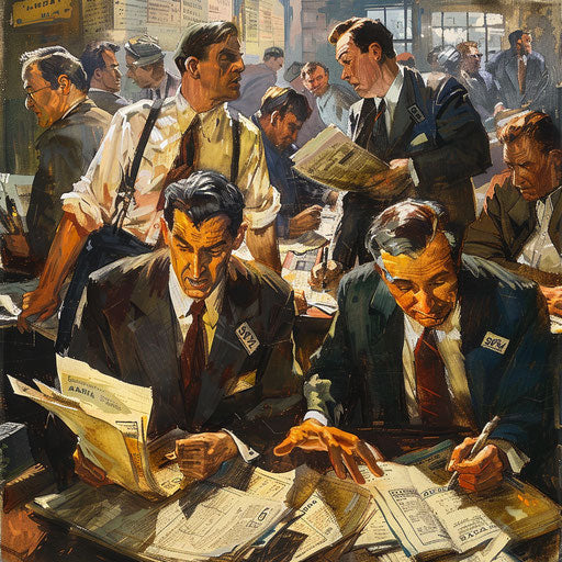 Financial images of a bustling morning newspaper