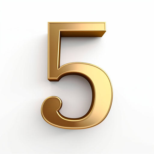 Minimalist Number 5 on white background