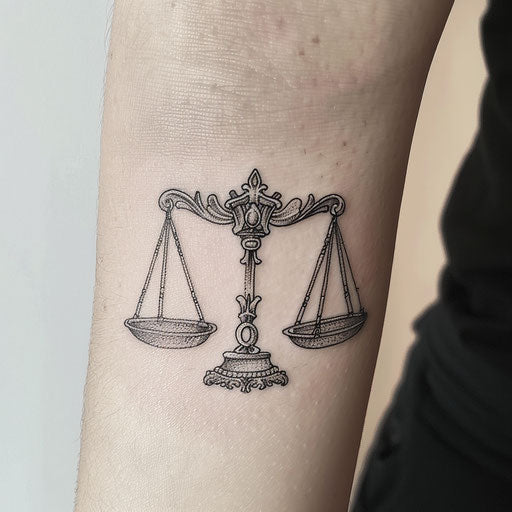 Scales of justice in black ink on white background