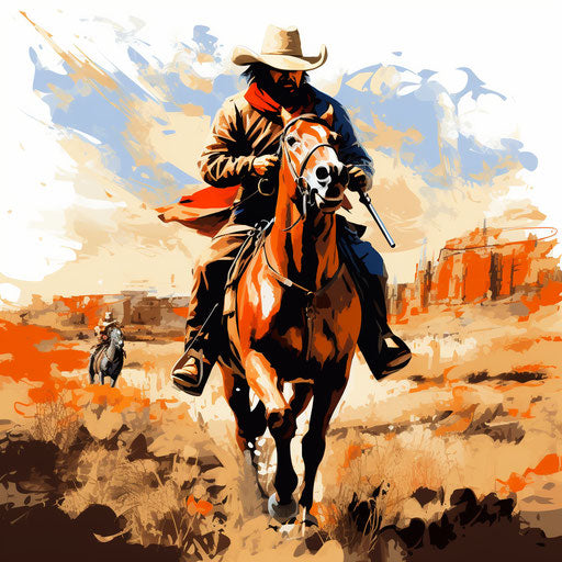Western clipart in the style of Impressionistic art