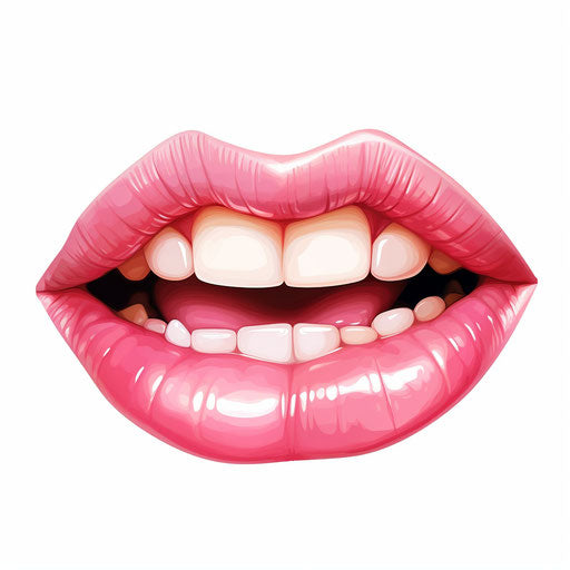 Cartoon mouth in the style of Oil painting, on a white background