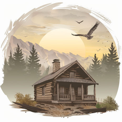 Realistic cabin with detailed wings on flat background