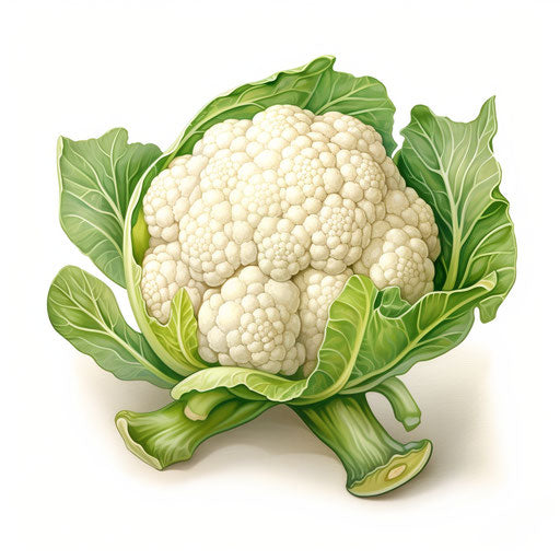 Cauliflower in Oil painting style, on white background
