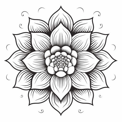 Lotus flower tattoo in black and white, wood engraving style