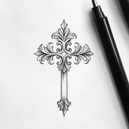 Black cross for men, simple flat tattoo sketch