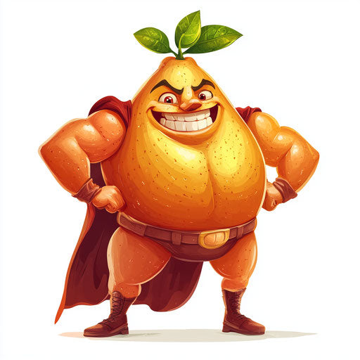Humorous caricature of a fruit clipart with human characteristics