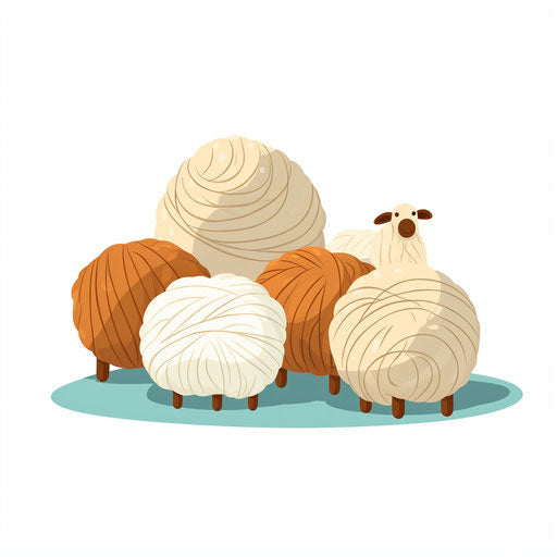 Minimalist wool illustration on white background