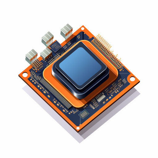 Minimalist style CPU illustration on white background