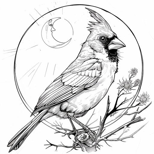 Dramatic cardinal in a heroic pose, Mark Schultz style