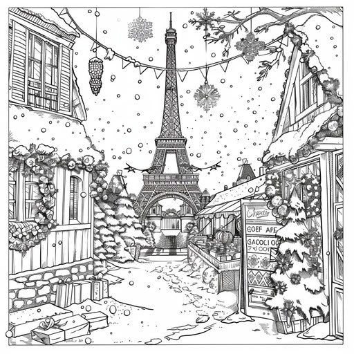 Eiffel Tower in winter with holiday decorations