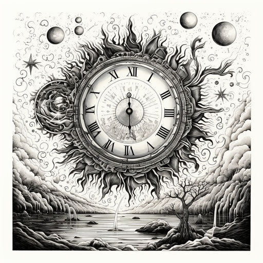 Atmospheric black and white sun illustration