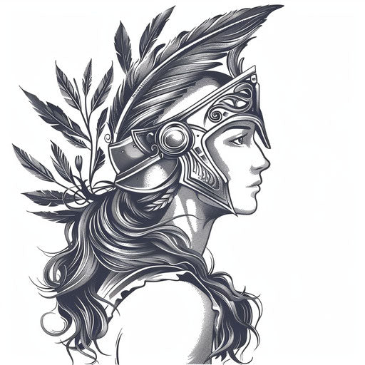 Goddess of wisdom in Greek tattoo design
