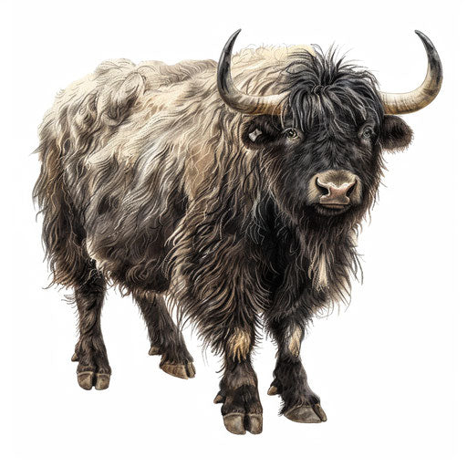 Detailed vibrant yak clipart on flat white background