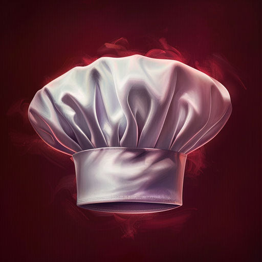 Realistic chef hat clipart on rich burgundy background