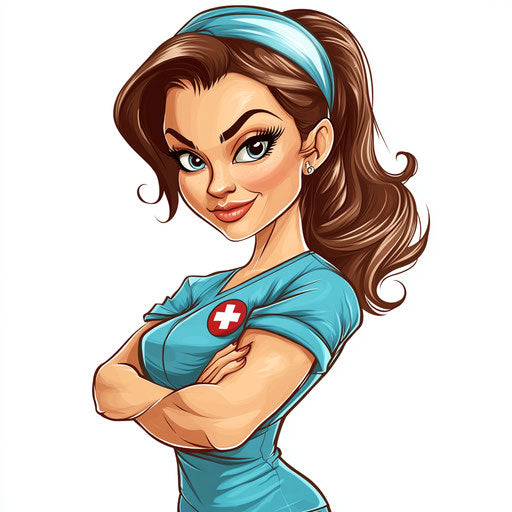 Premium Nurse Caricature Clipart for Digital Artists