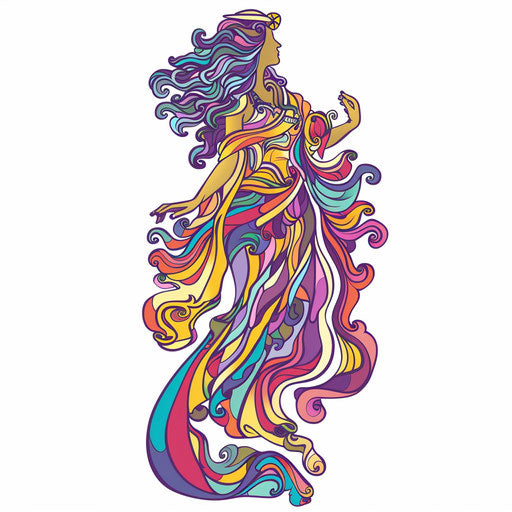 Artistic flat tattoo sketch of the goddess Venus