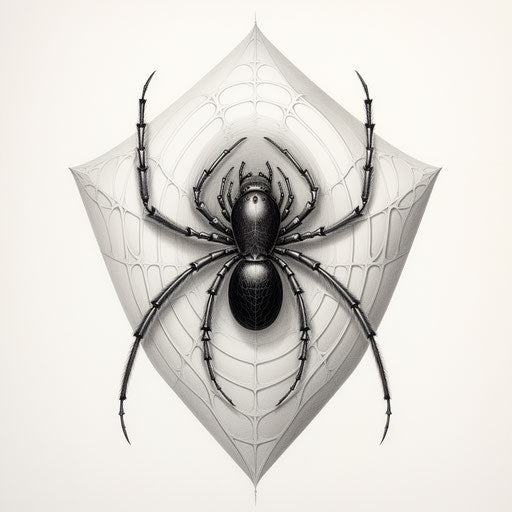 Black widow spider head in neoclassical symmetry