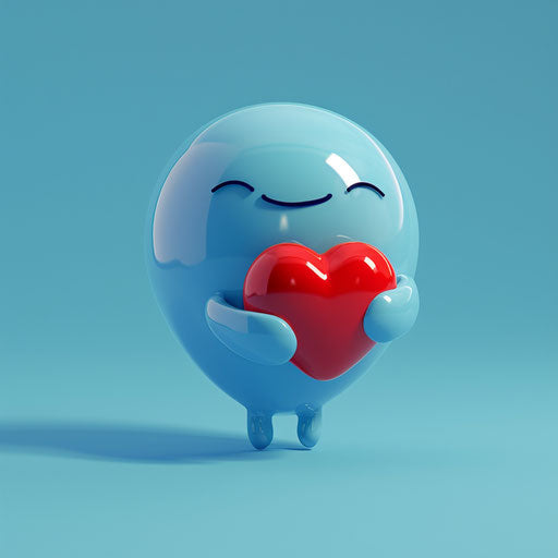 Red heart held by indigo and azure emoticon