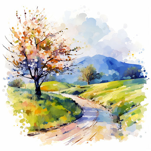April clipart in the style of Impressionistic Art, on white background