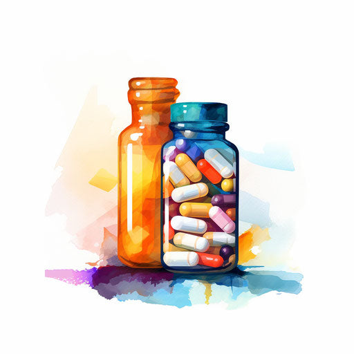 Pill Bottle Art in Impressionistic Style