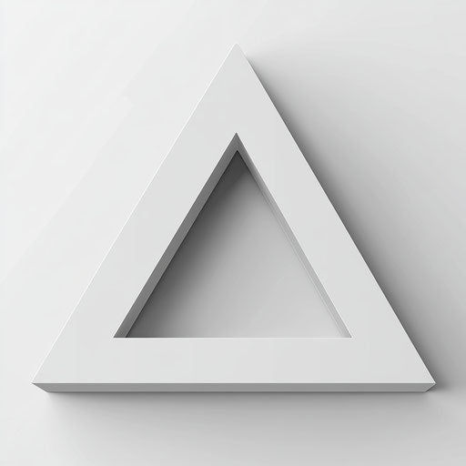 Realistic 3D triangle on flat white background, isolated clipart