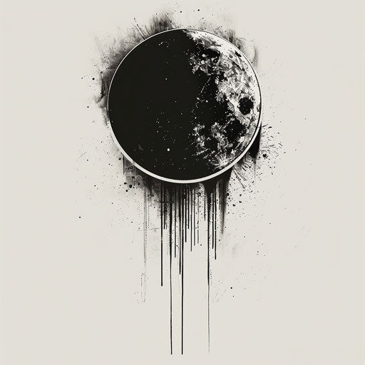 Minimalist black and gray lunar eclipse silhouette, clipart flat style