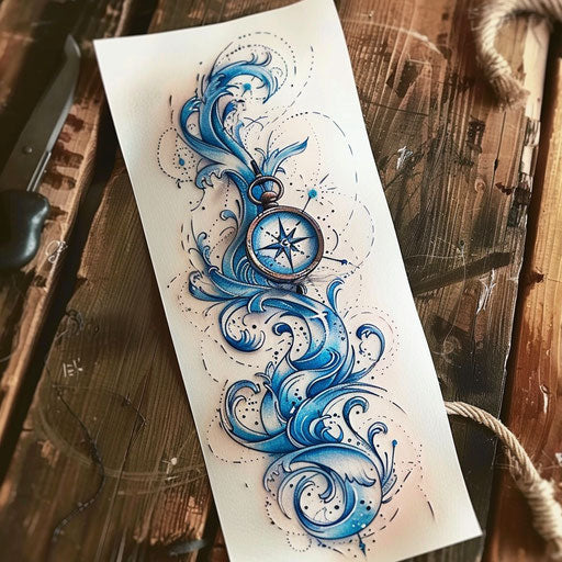 Nautical spine tattoo concept