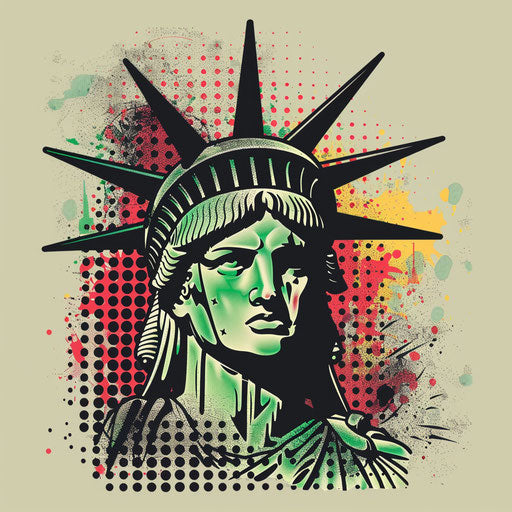 Retro comic book style sketch of the Statue of Liberty