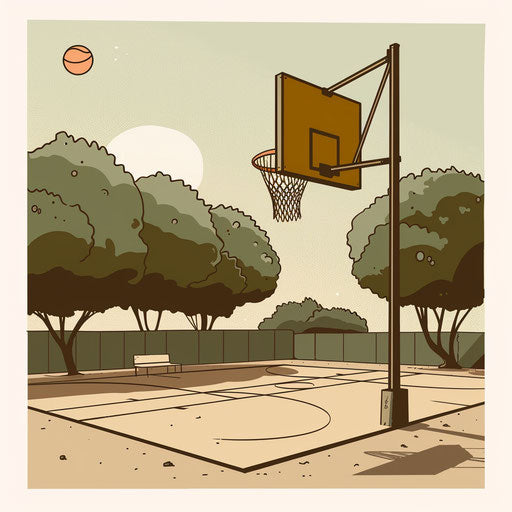 Elegant sketch of a basketball court