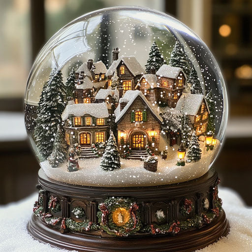 A charming Christmas village in a snow globe