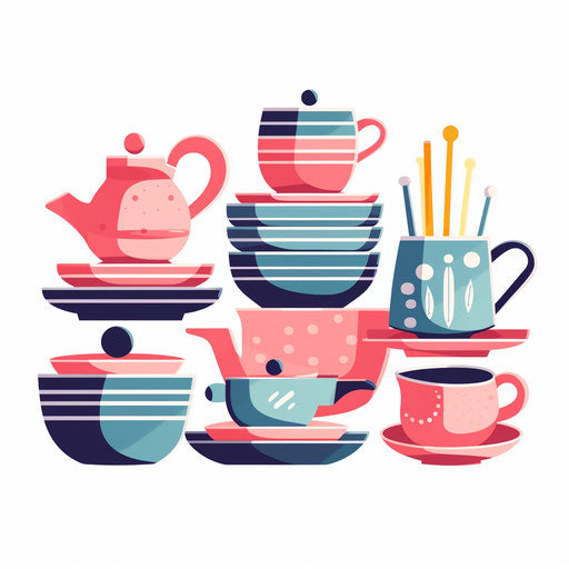 Minimalist style dishes on white background