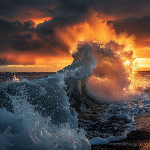 Wave crashing on an iceberg at Diamond Beach, Iceland