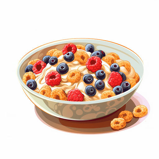 Cereal illustration in the style of Chiaroscuro Art, on white background