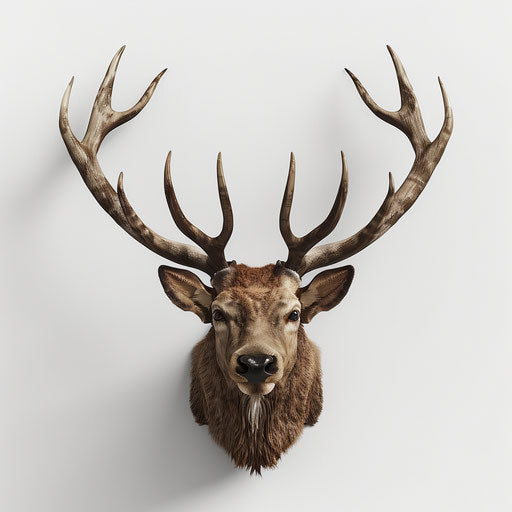 Realistic elk clipart on flat white background, high contrast