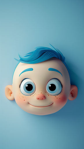 Adorable blue baby face, simple background, mobile wallpaper