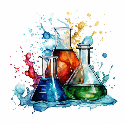 Chemistry in Oil painting style on white background