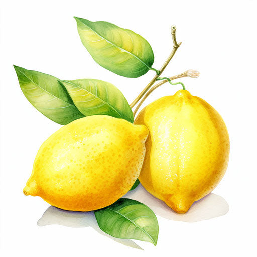 Lemon clipart in the style of Oil painting on white background