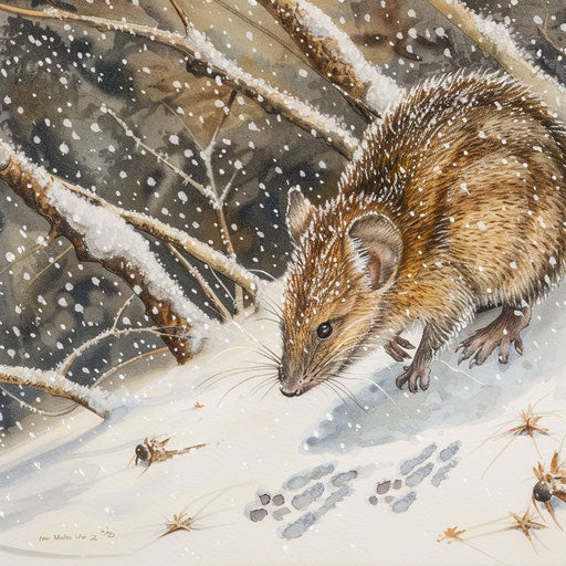 Exploring snow: curious brown bandicoot's first encounter