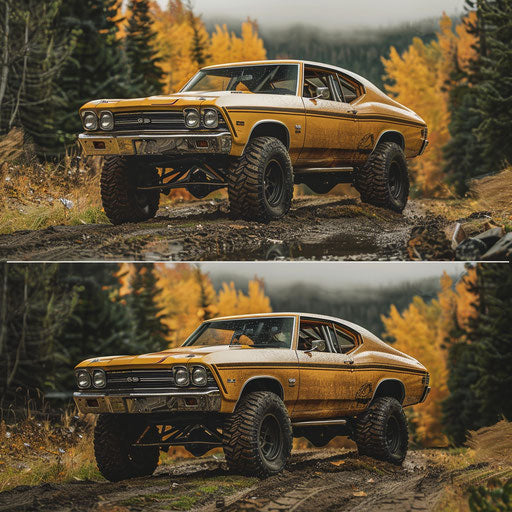 Off-road 1969 Chevrolet Chevelle SS with raised suspension