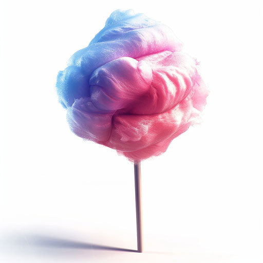 Photo realistic cotton candy clipart on flat white backdrop