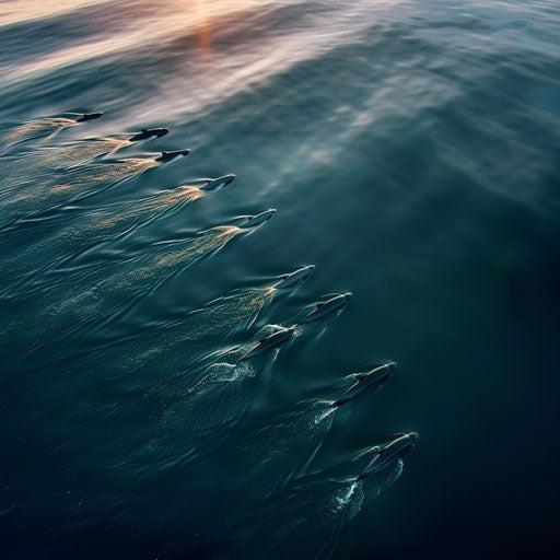 Vaquita pod creating ripples at dawn