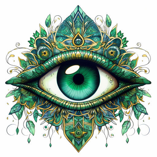 All-seeing eye tattoo in decorative floral style