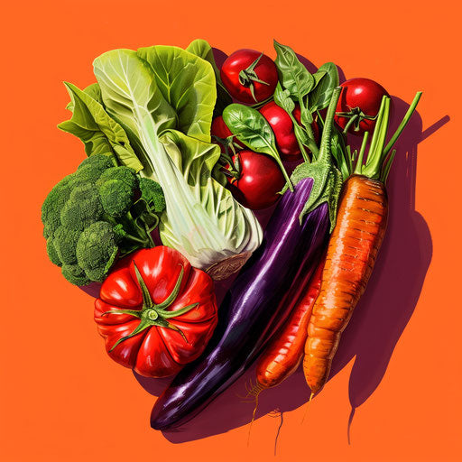 Vegetables clipart with random color background